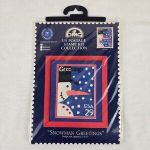 DMC "Snowman Greetings" Counted Cross Stitch Kit US Postage Stamp Collection NWT